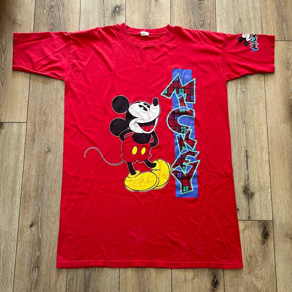 Vintage Disney Mickey Mouse Red Sleep Night Shirt Gown Womens One Size